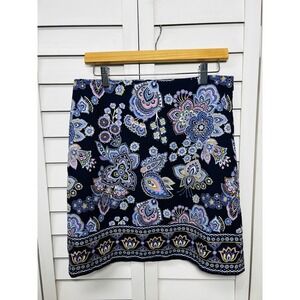 Talbots Boho Paisley Floral Multicolor Cotton A-Line Skirt Women's Size 6